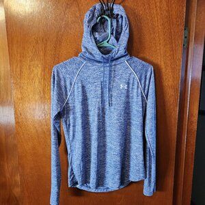 Women's Small Under Armour Heatgear Blue And Gray Long Sleeve Lightweight Hoodie